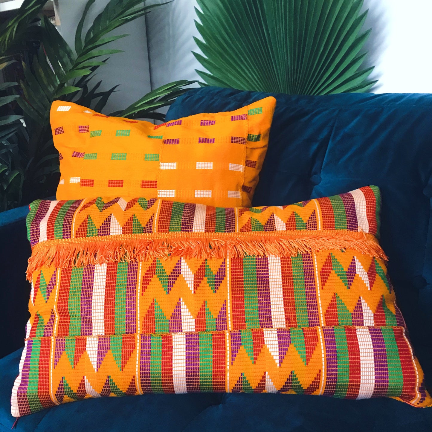 AKAN HOME RED/ORANGE KENTE PILLOWCASE (14in X 24in)