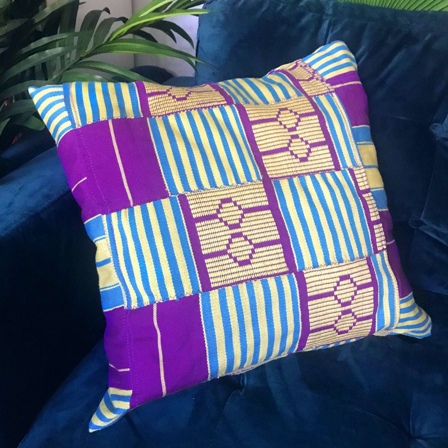 AKAN HOME PURPLE/BLUE KENTE PILLOWCASE (20in X 20in)